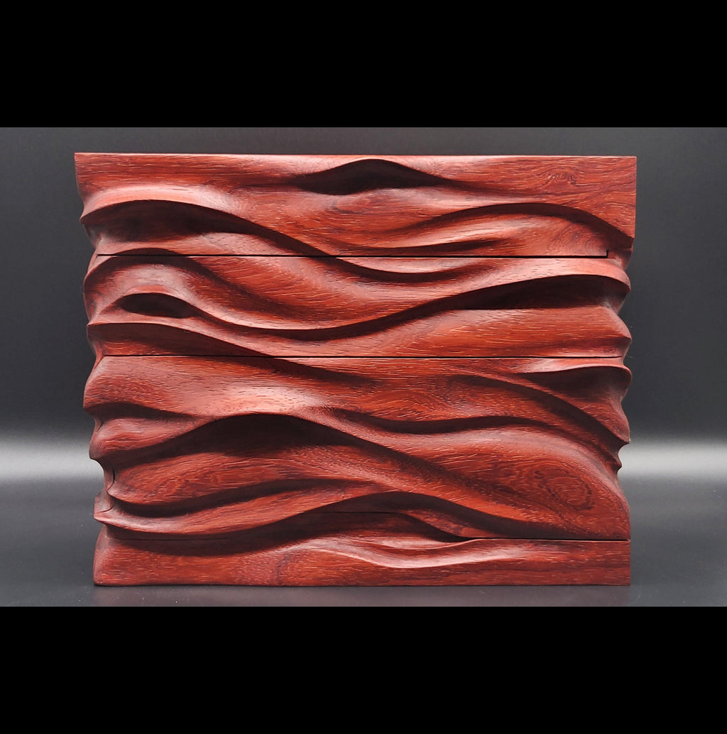 Hand Carved Padauk Jewelry Box: Artisan Wooden box