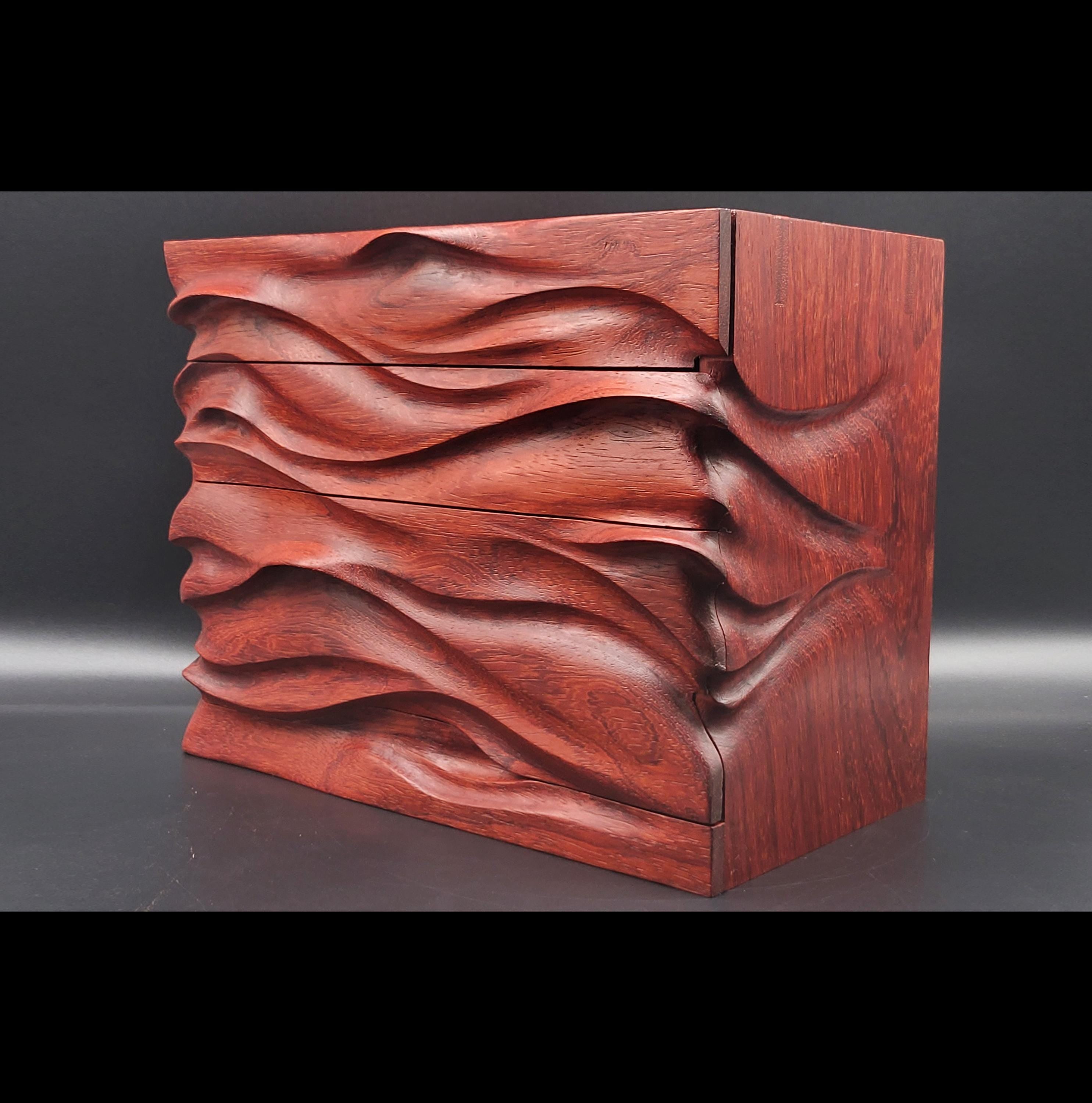 Hand Carved Padauk Jewelry Box: Artisan Wooden box