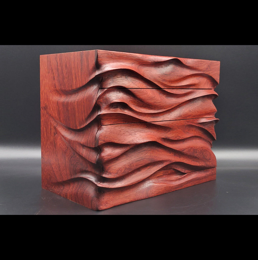 Hand Carved Padauk Jewelry Box: Artisan Wooden box