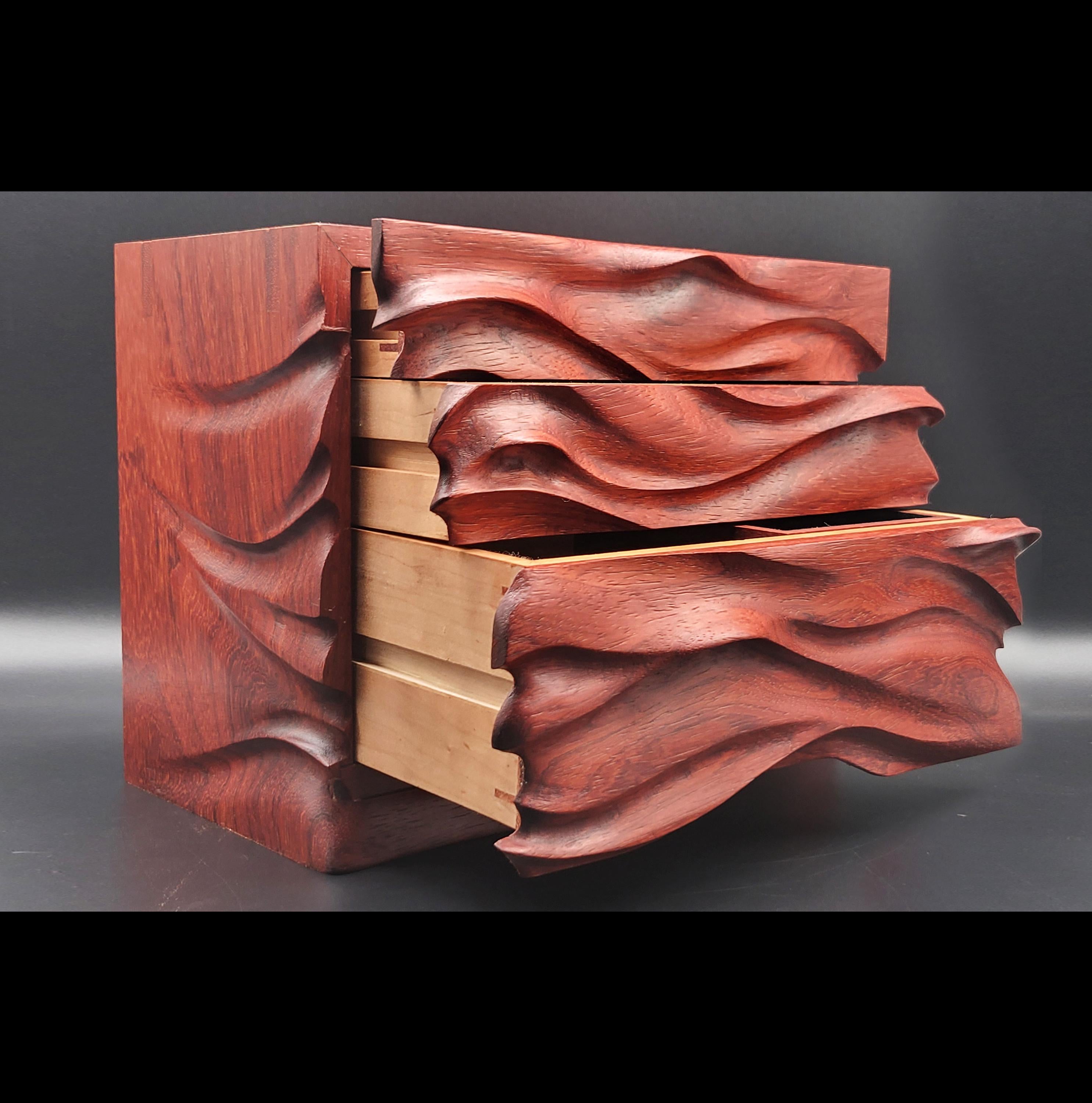 Hand Carved Padauk Jewelry Box: Artisan Wooden box