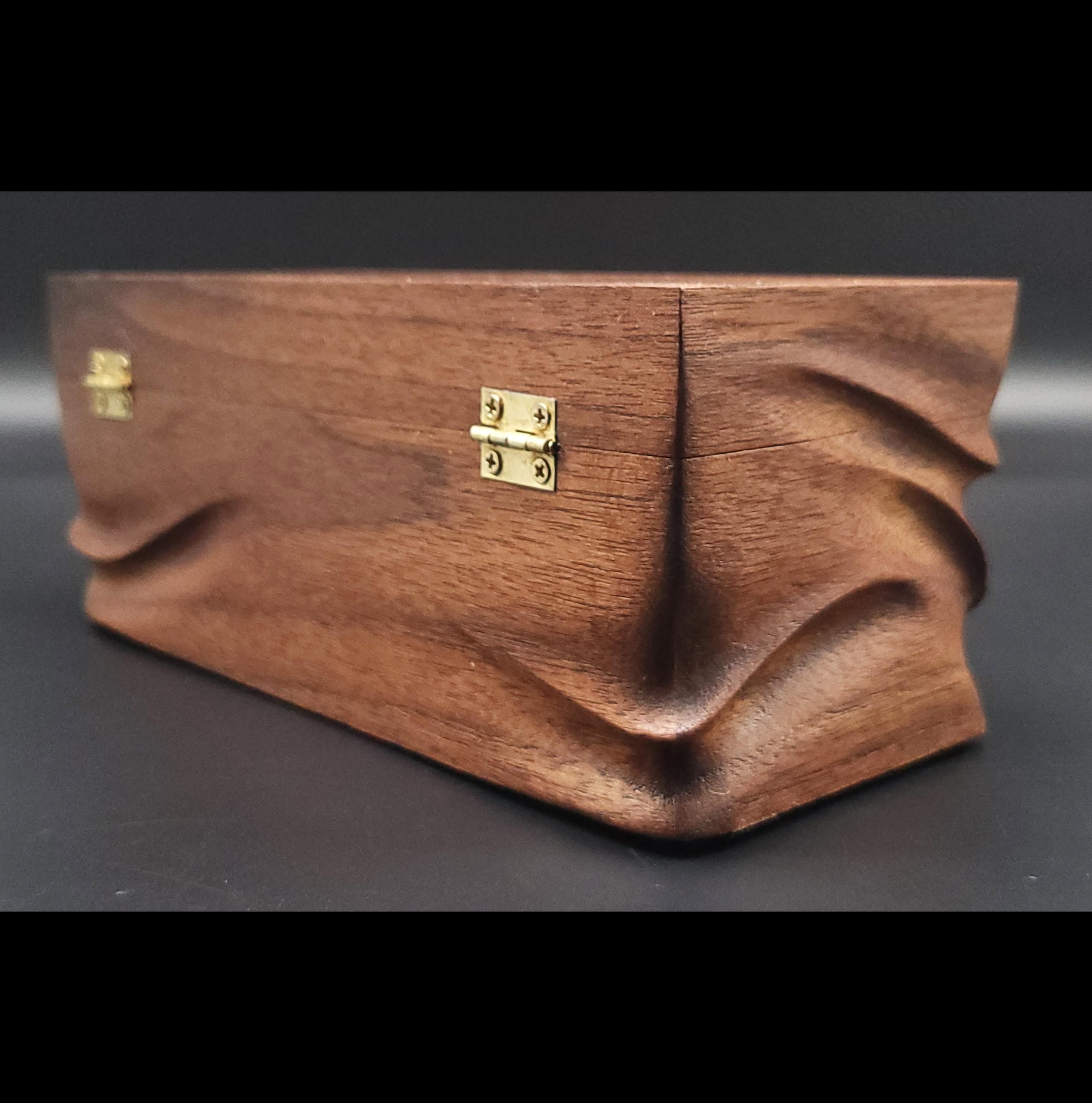 Hand Carved walnut Keepsake Box: Artisan Wooden box
