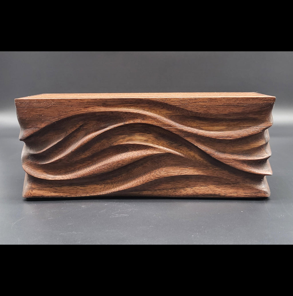 Hand Carved walnut Keepsake Box: Artisan Wooden box