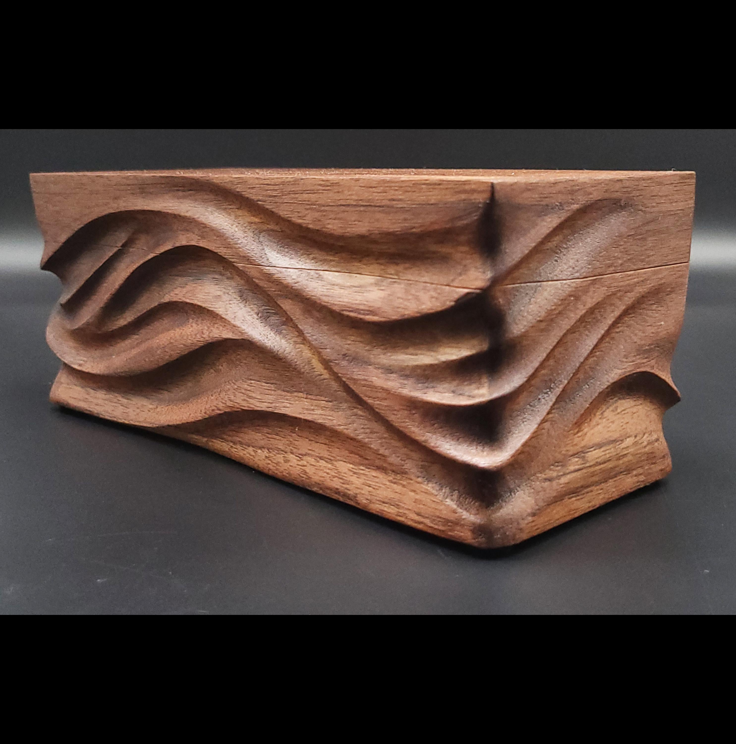 Hand Carved walnut Keepsake Box: Artisan Wooden box