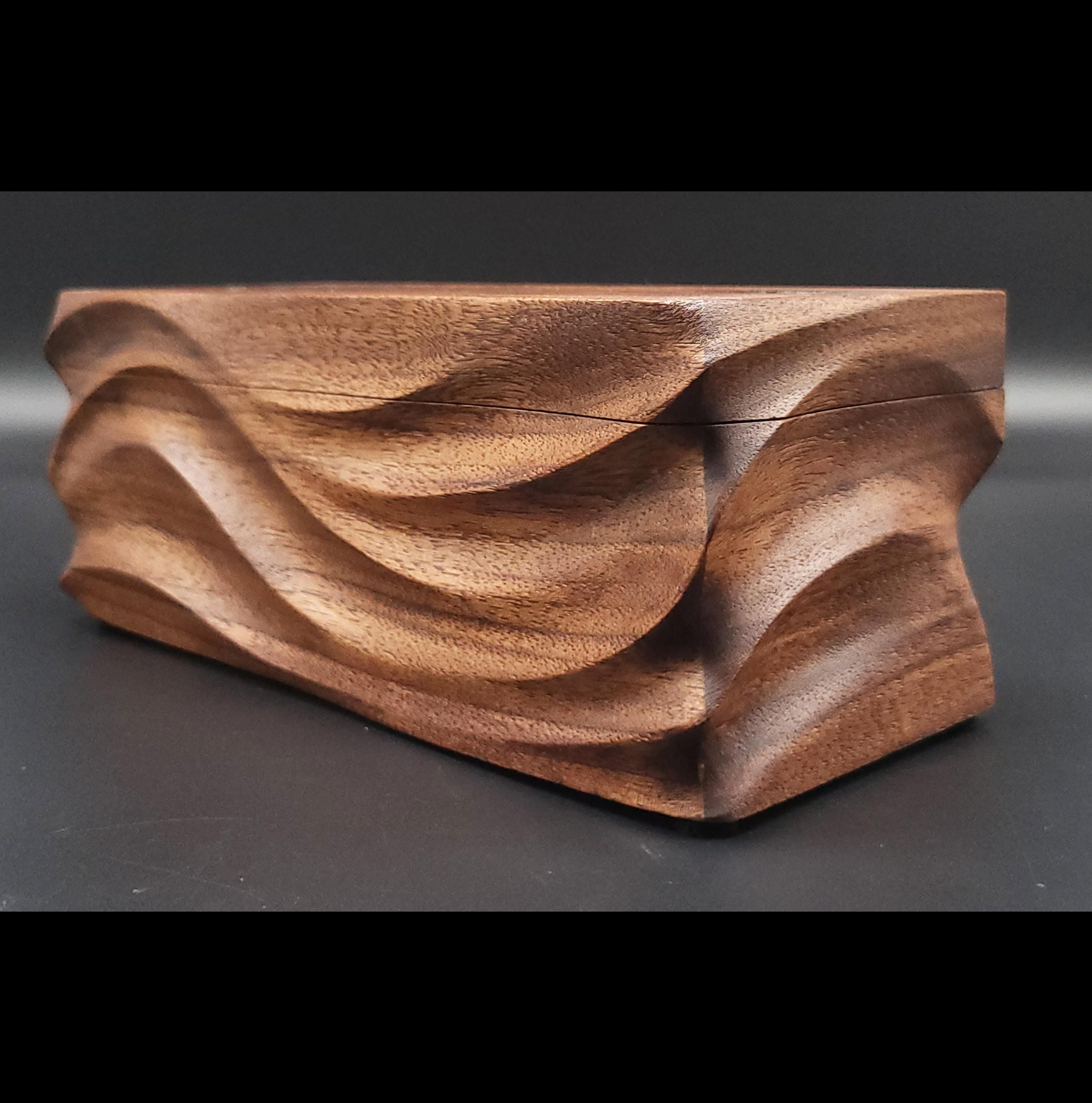 Hand Carved walnut Keepsake Box: Artisan Wooden box