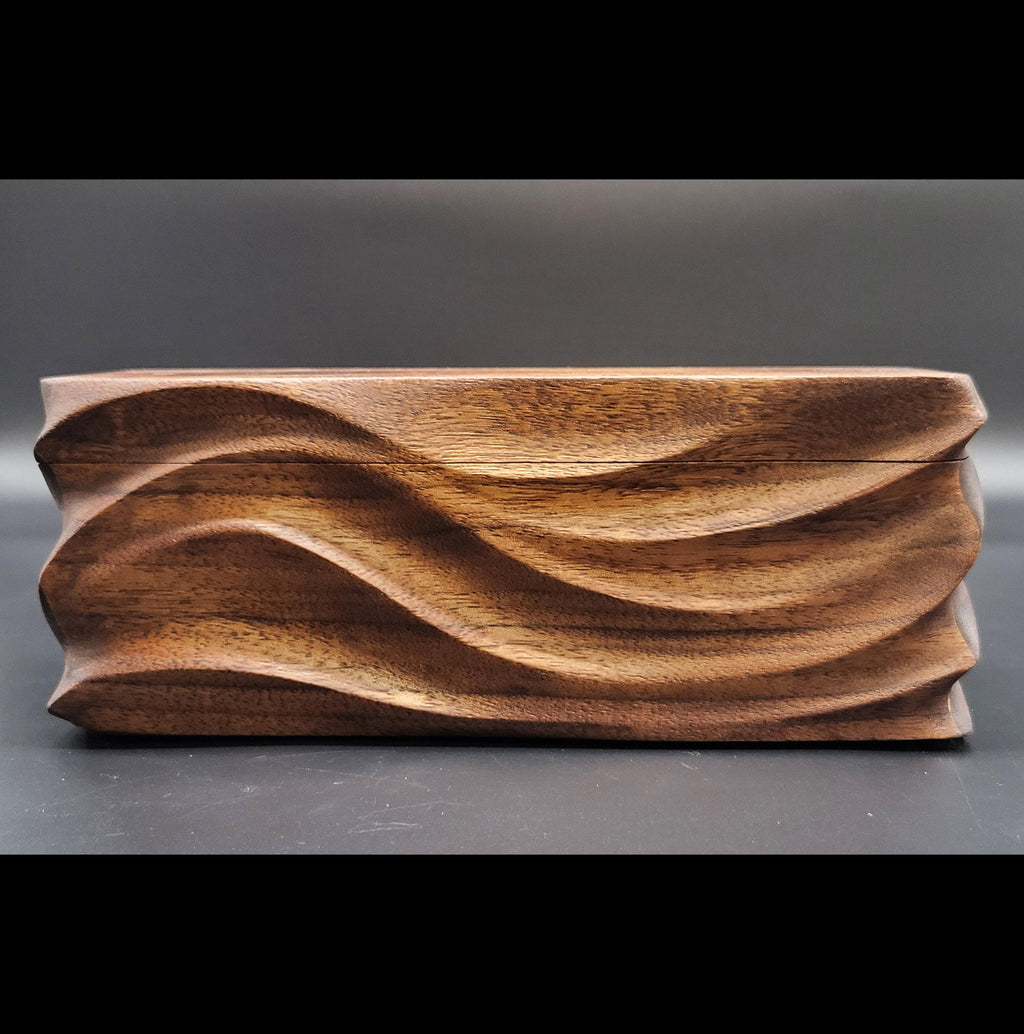 Hand Carved walnut Keepsake Box: Artisan Wooden box