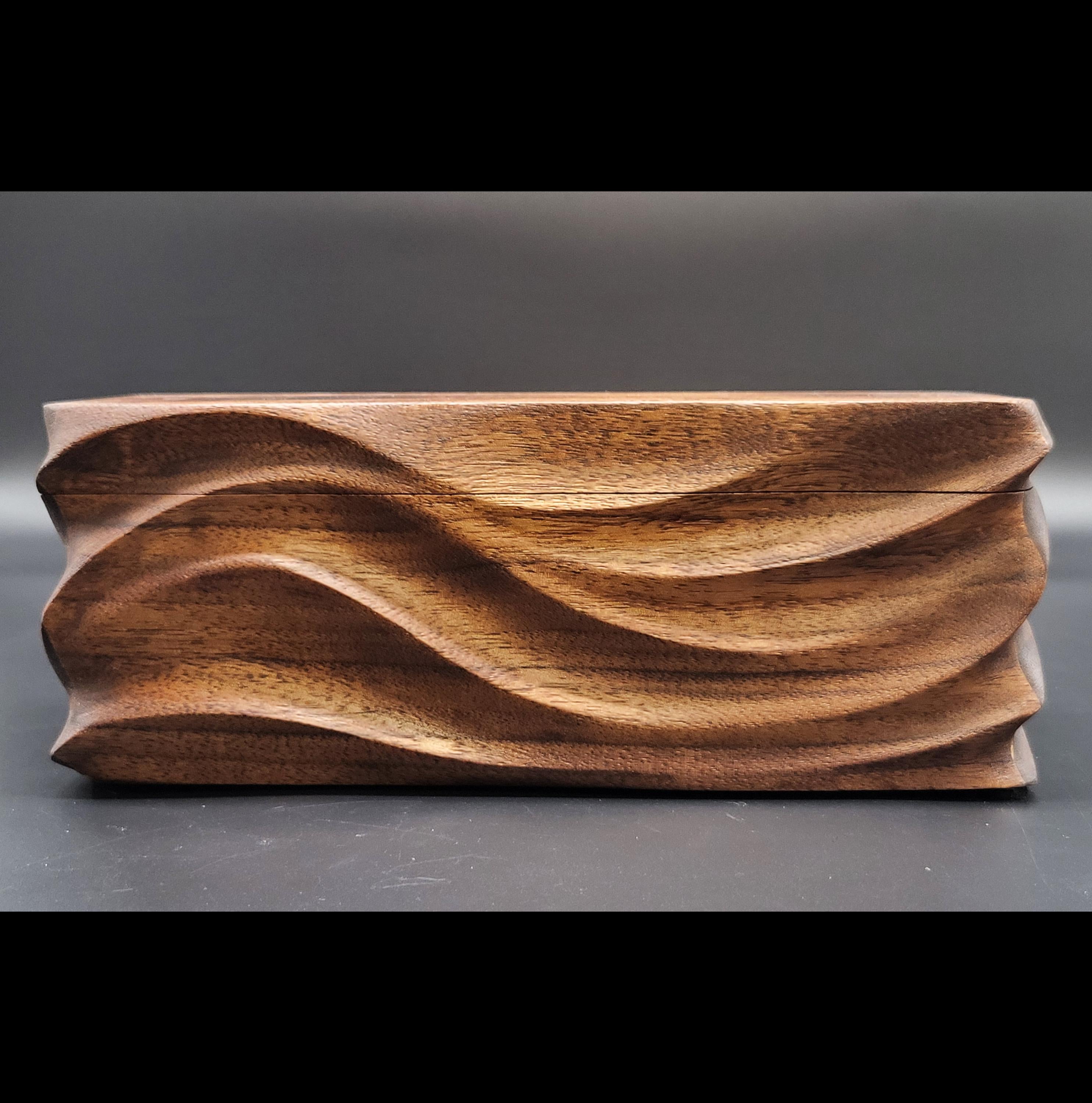 Hand Carved walnut Keepsake Box: Artisan Wooden box