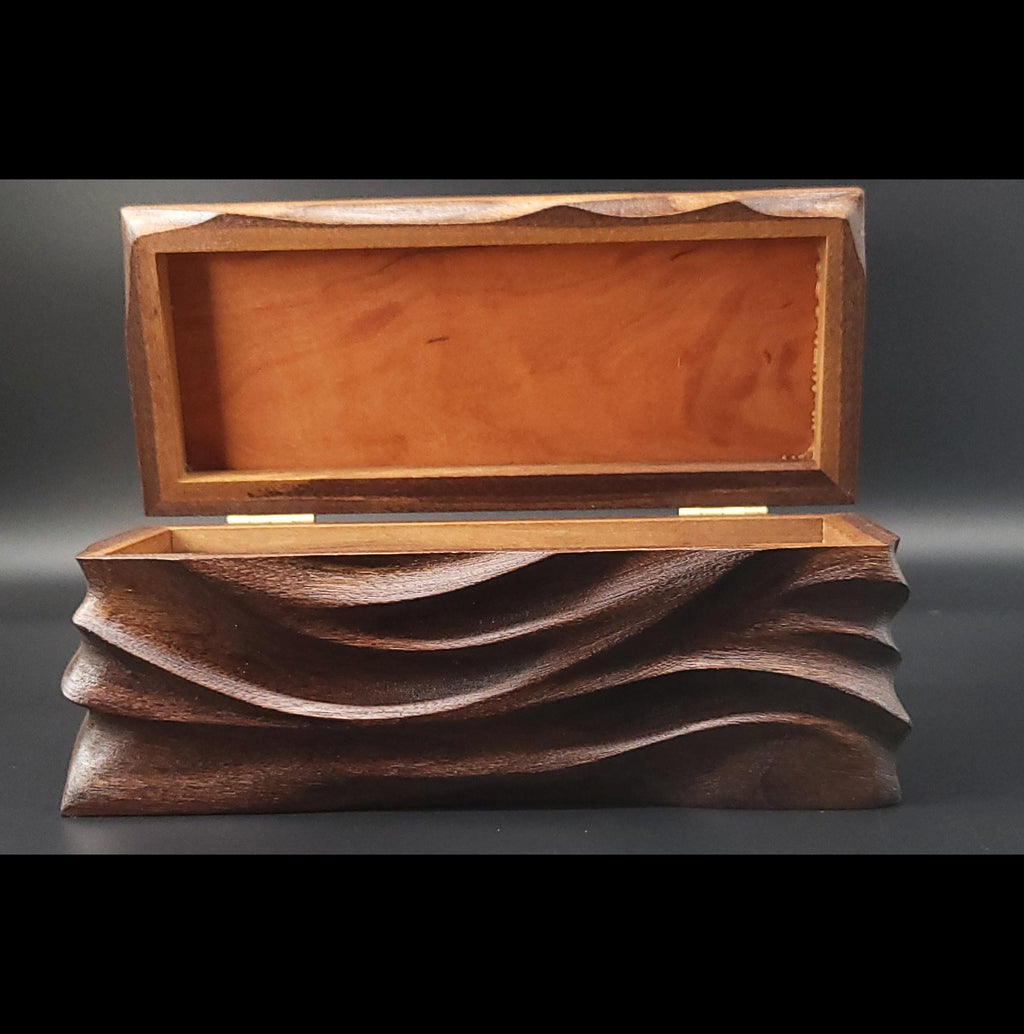 Hand Carved walnut Keepsake Box: Artisan Wooden box