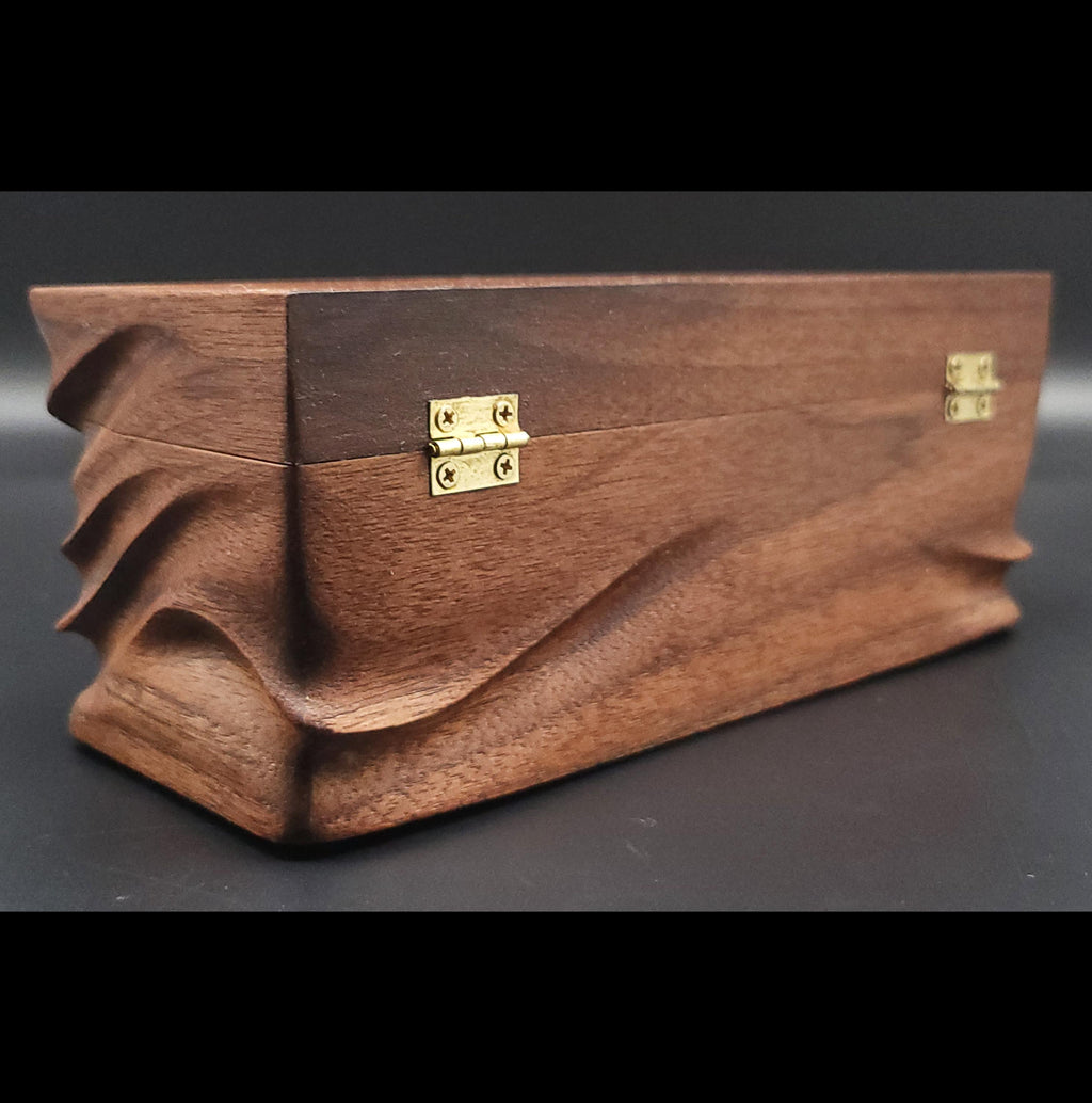 Hand Carved walnut Keepsake Box: Artisan Wooden box