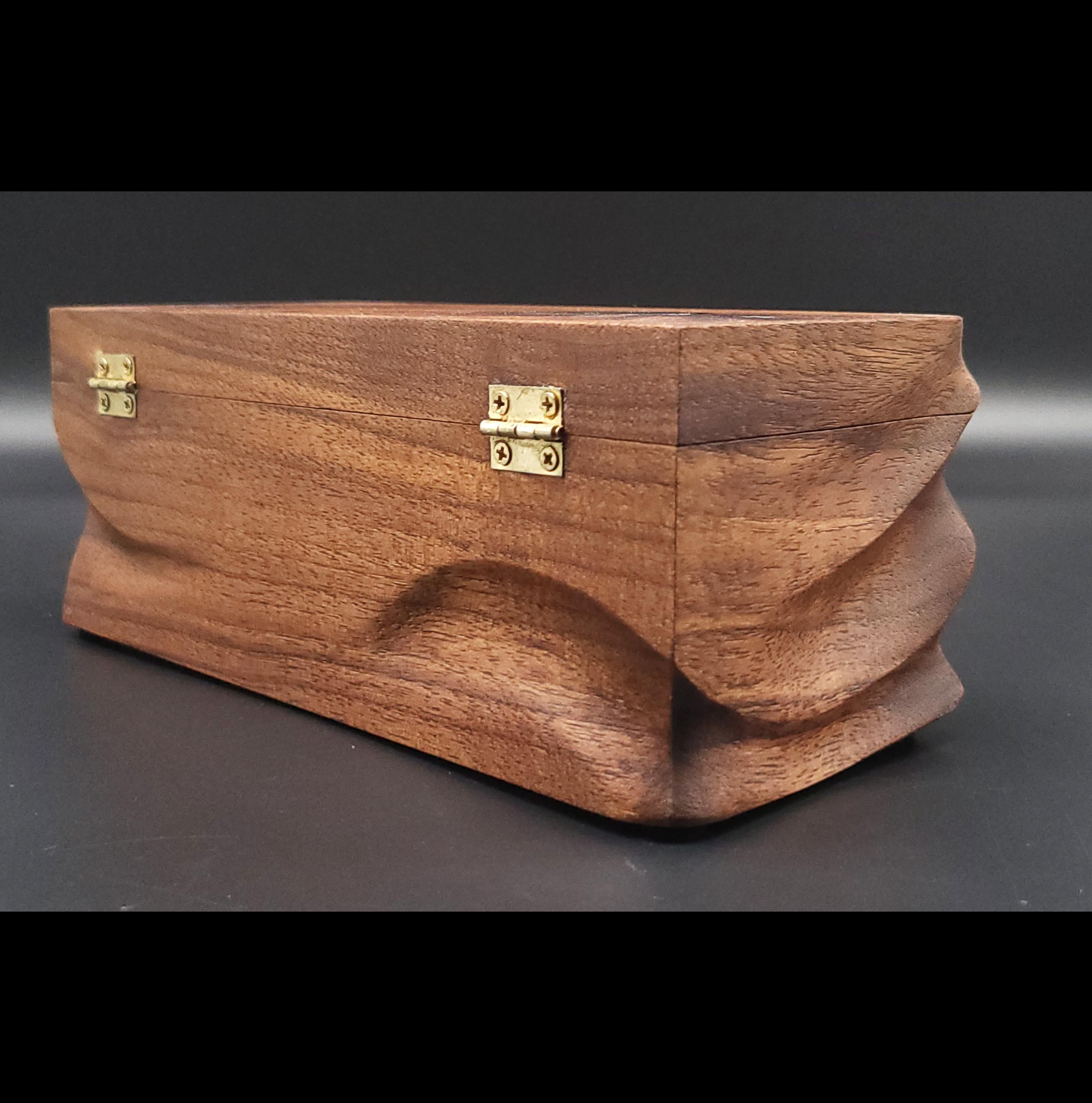 Hand Carved walnut Keepsake Box: Artisan Wooden box