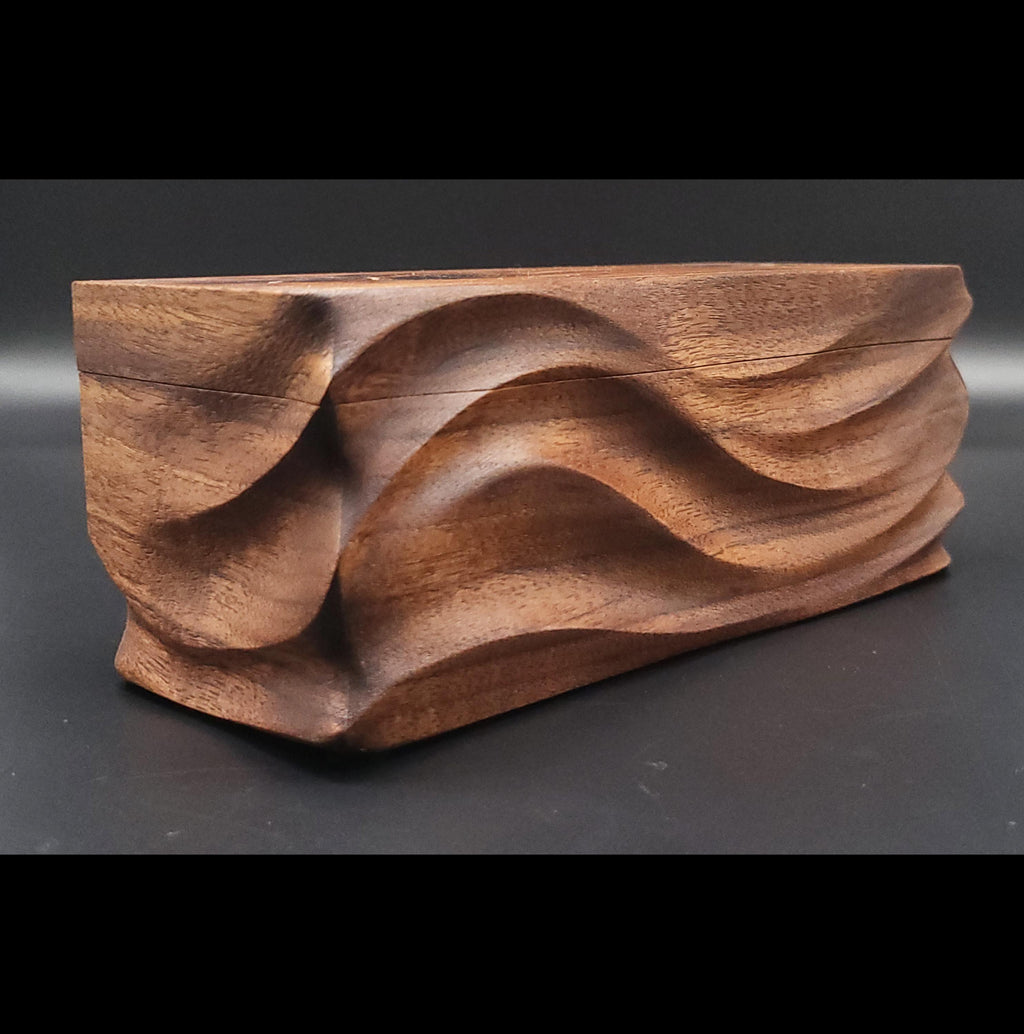Hand Carved walnut Keepsake Box: Artisan Wooden box