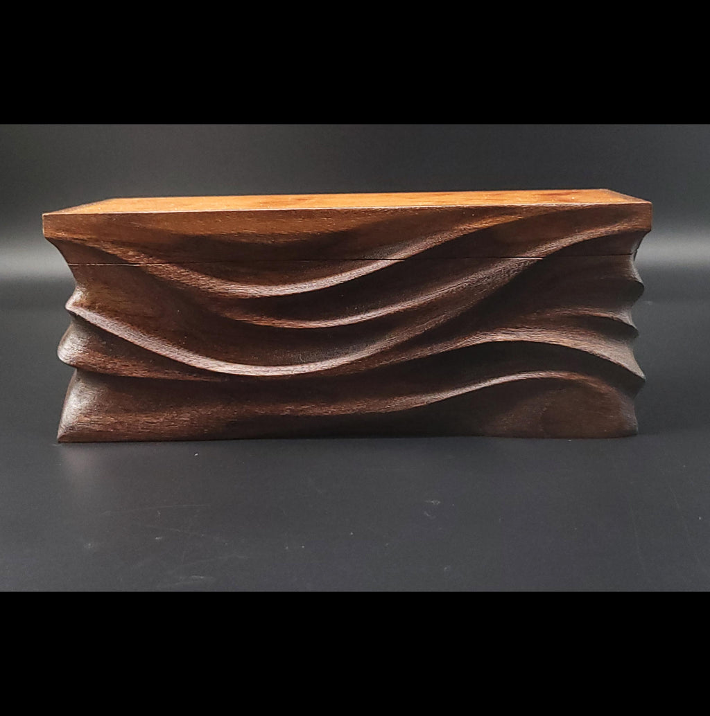 Hand Carved walnut Keepsake Box: Artisan Wooden box