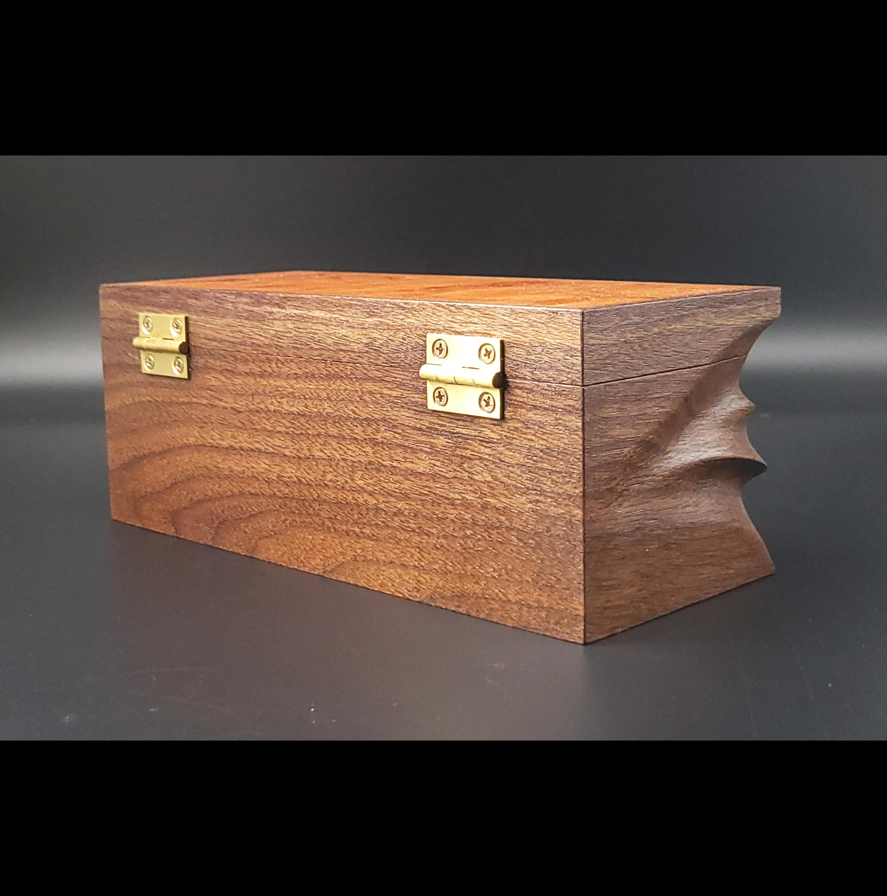 Hand Carved walnut Keepsake Box: Artisan Wooden box