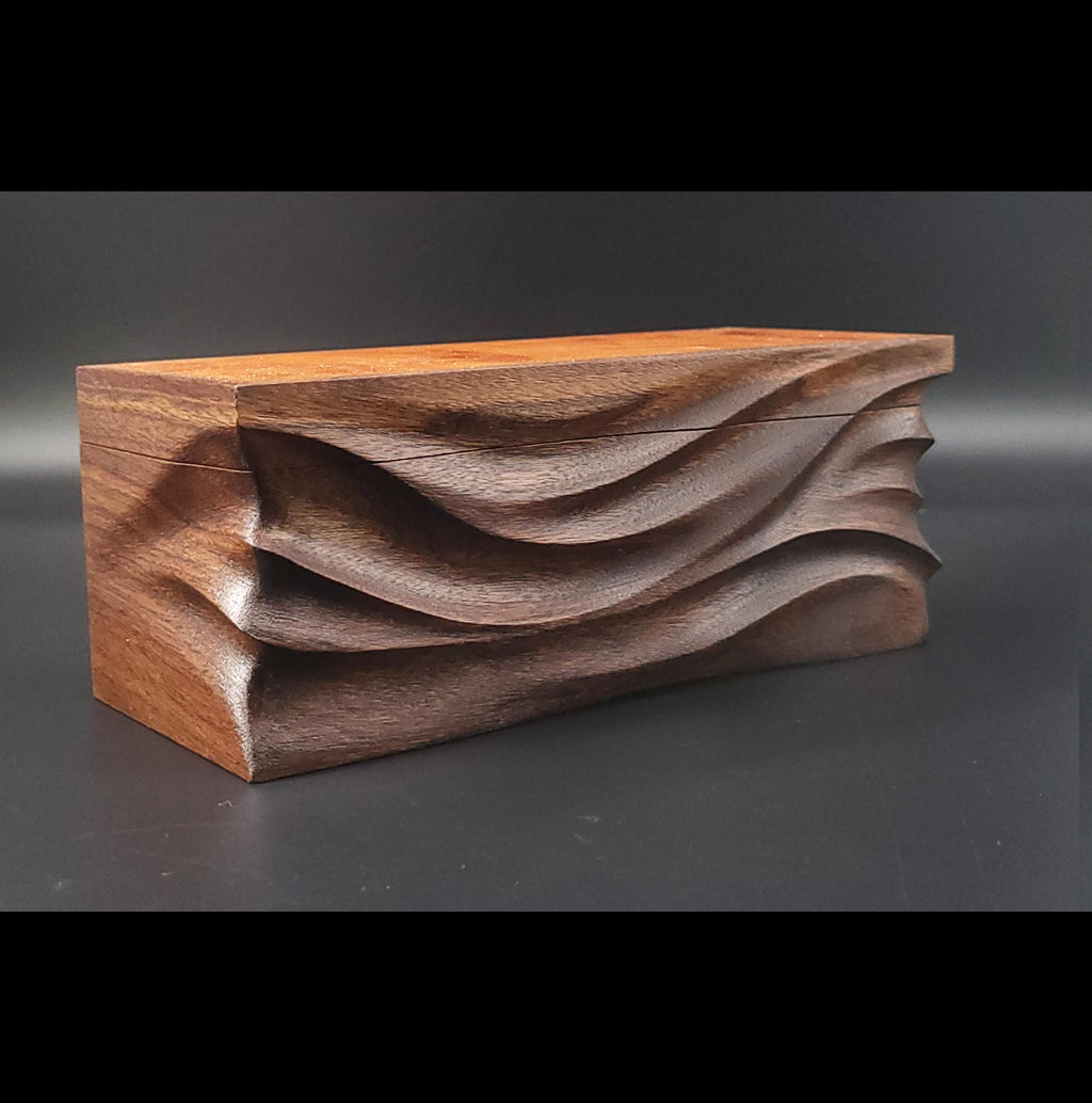 Hand Carved walnut Keepsake Box: Artisan Wooden box