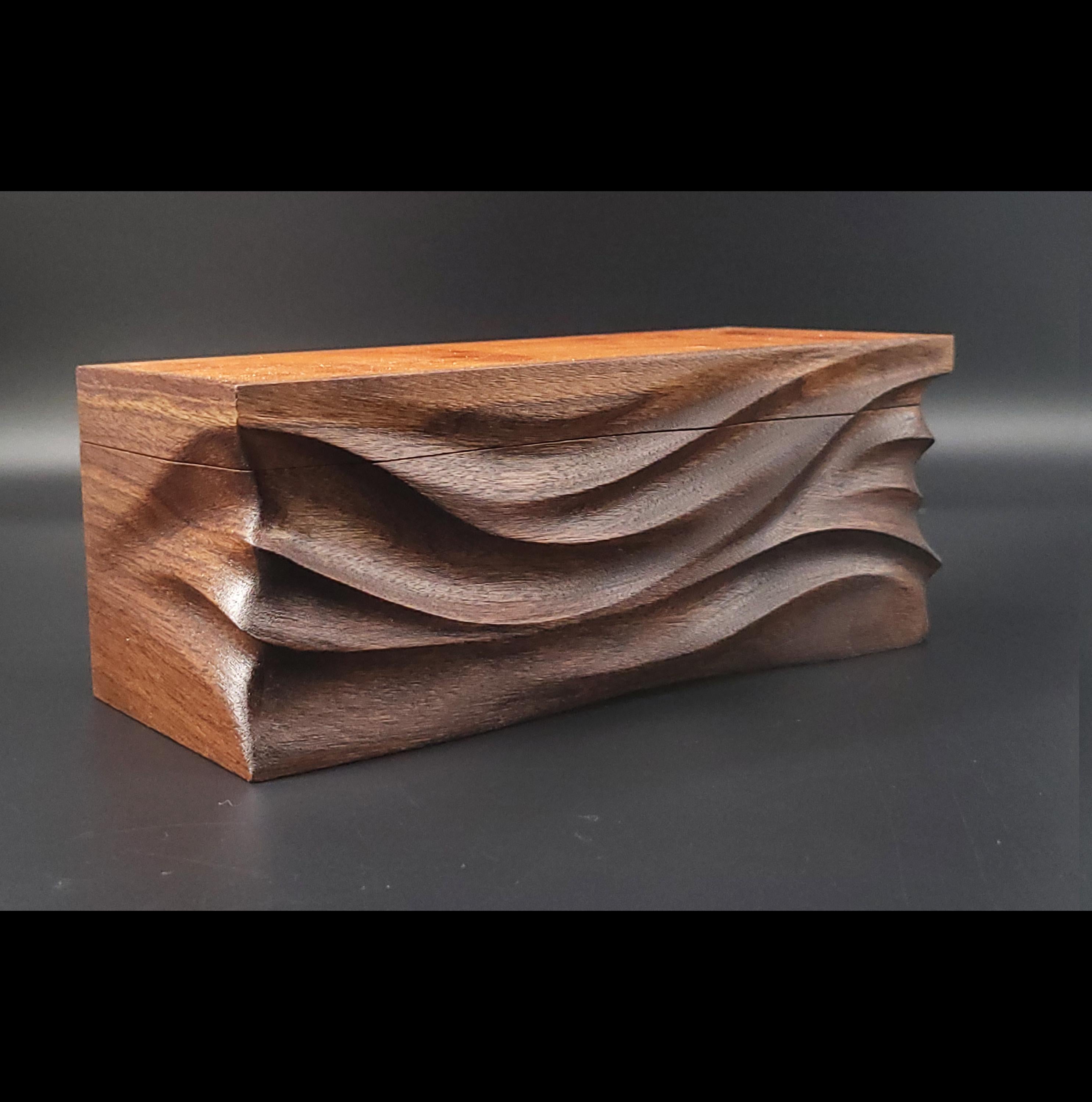 Hand Carved walnut Keepsake Box: Artisan Wooden box