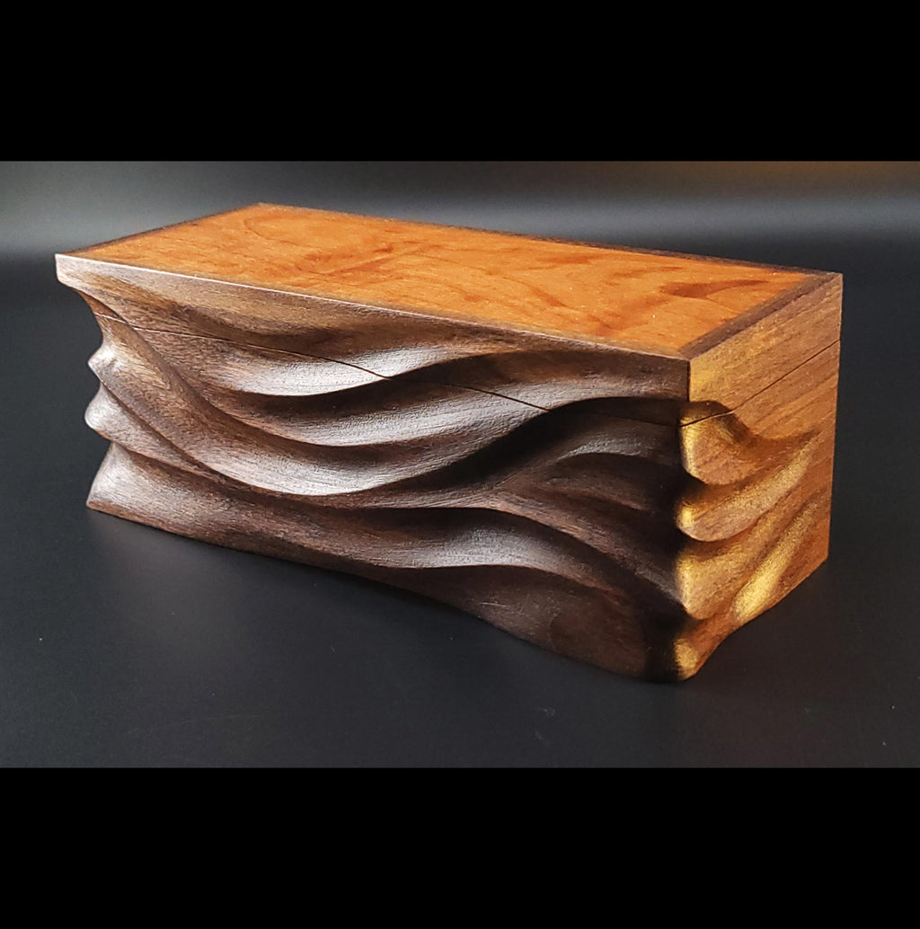 Hand Carved walnut Keepsake Box: Artisan Wooden box
