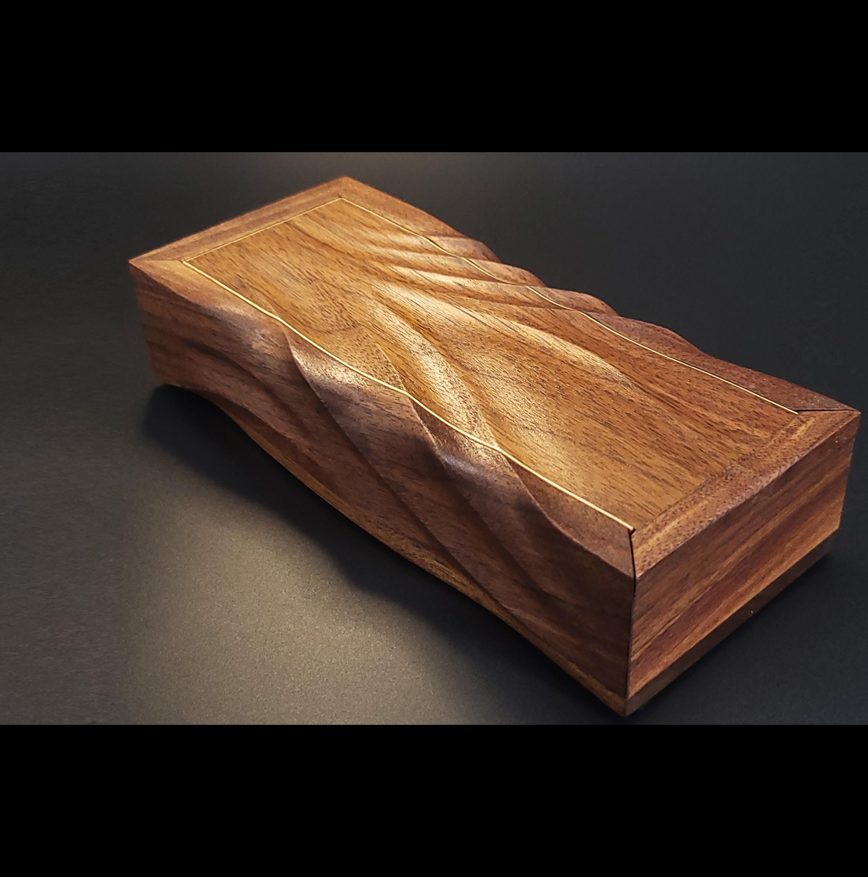 Hand Carved walnut Pencil Box: Artisan Wooden box