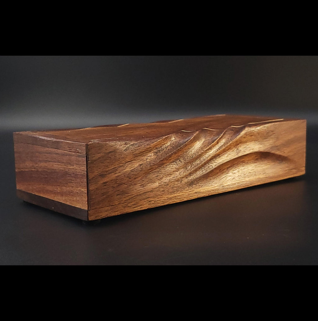 Hand Carved walnut Pencil Box: Artisan Wooden box