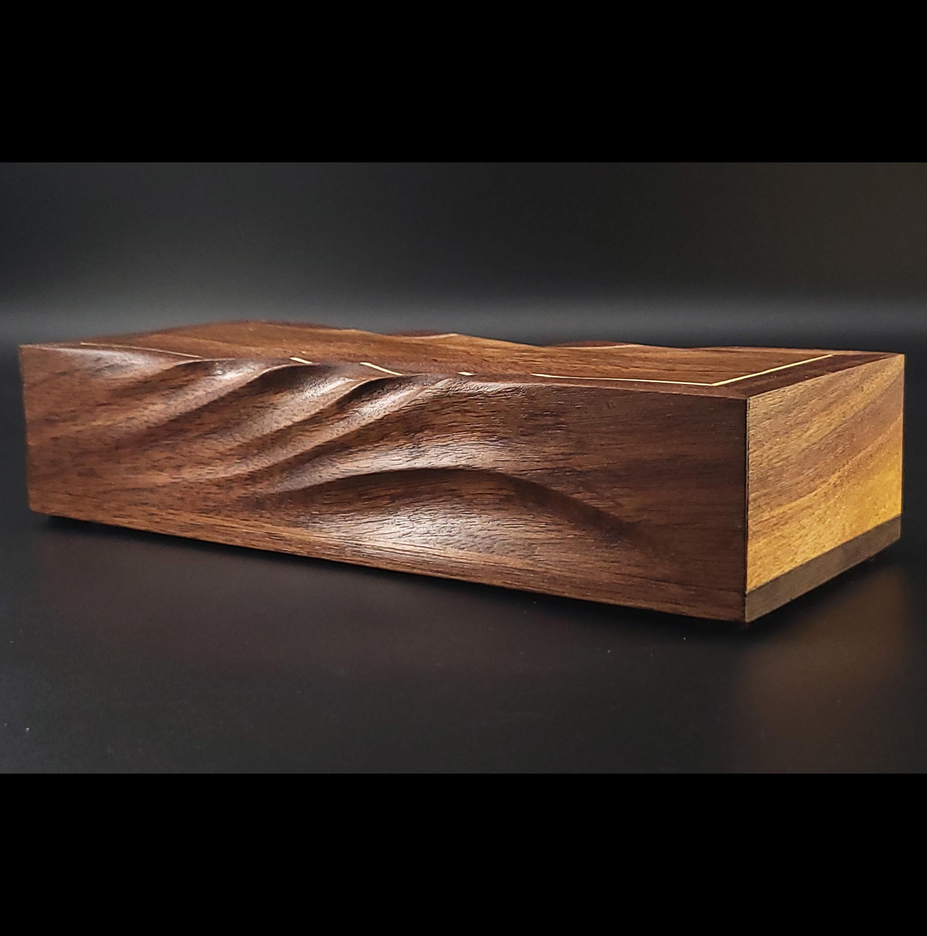 Hand Carved walnut Pencil Box: Artisan Wooden box