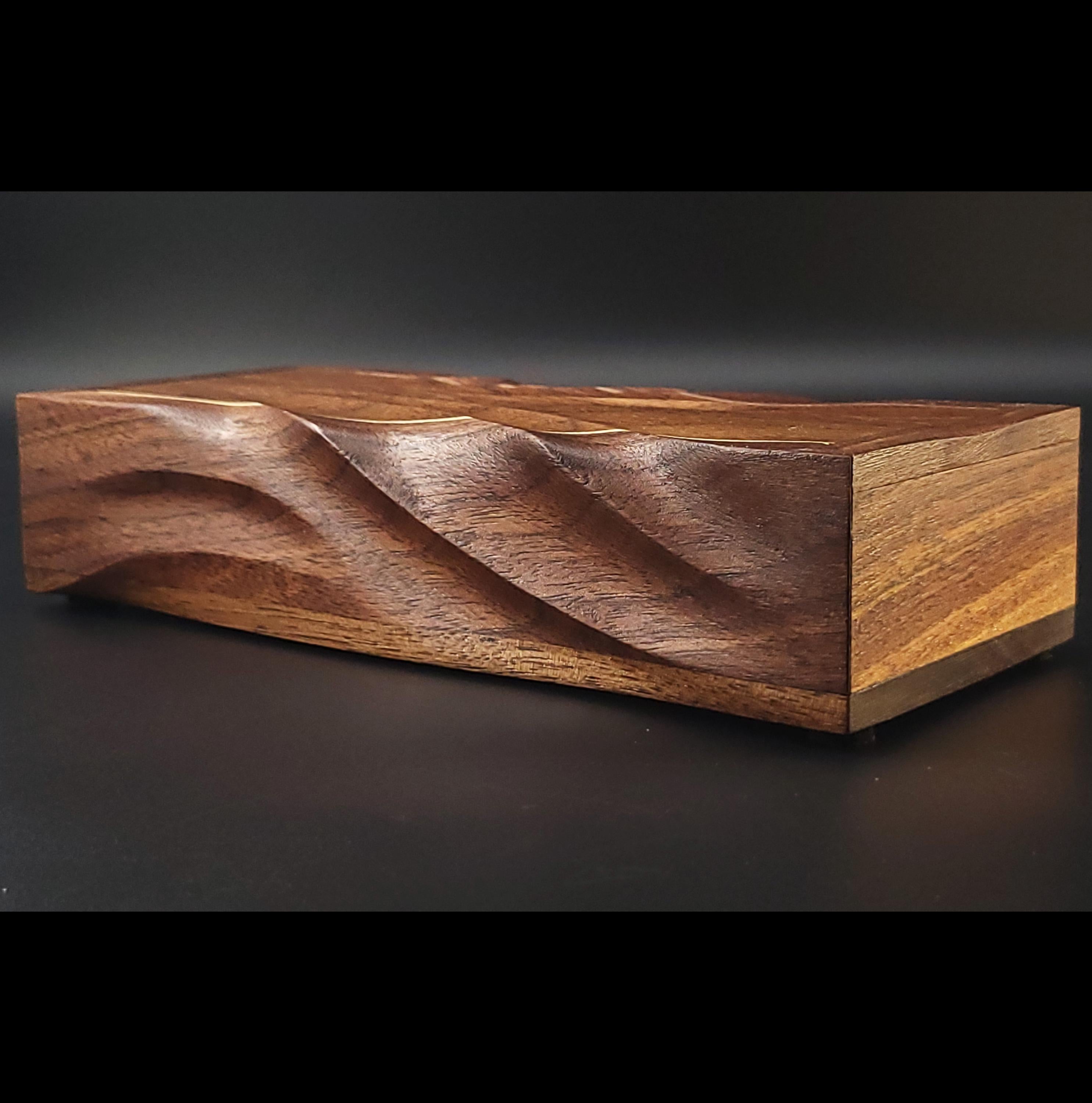 Hand Carved walnut Pencil Box: Artisan Wooden box