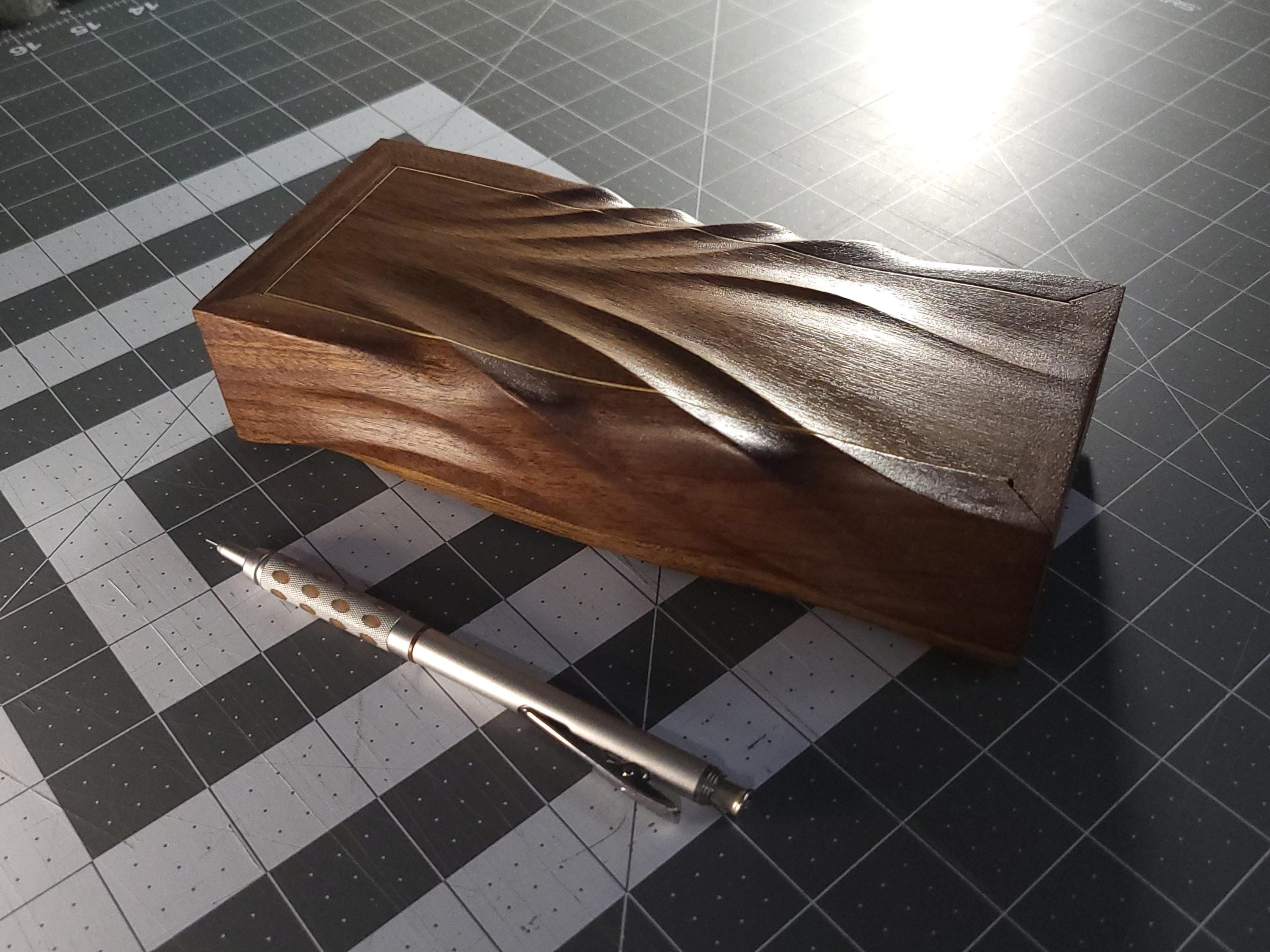 Hand Carved walnut Pencil Box: Artisan Wooden box