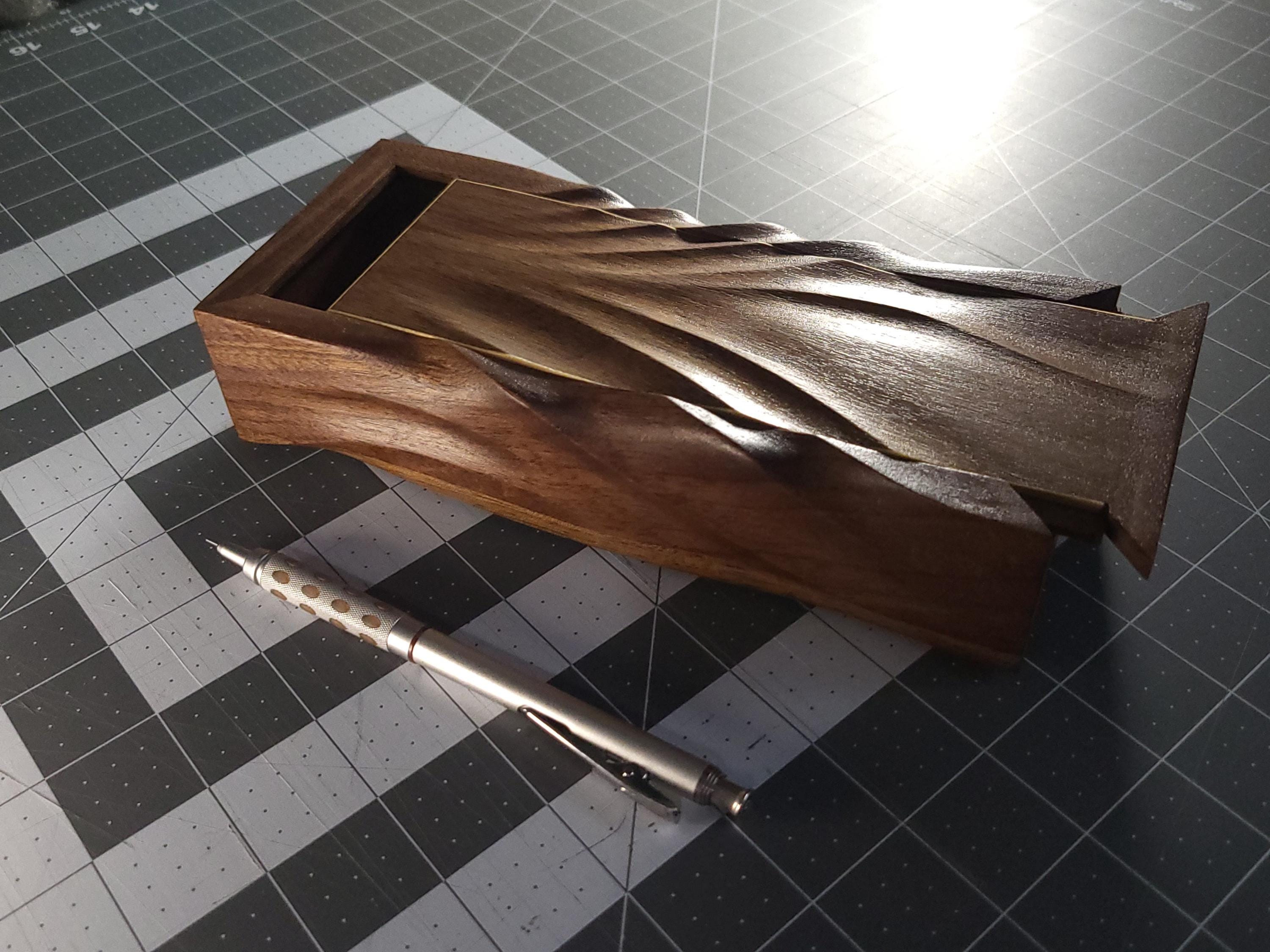 Hand Carved walnut Pencil Box: Artisan Wooden box